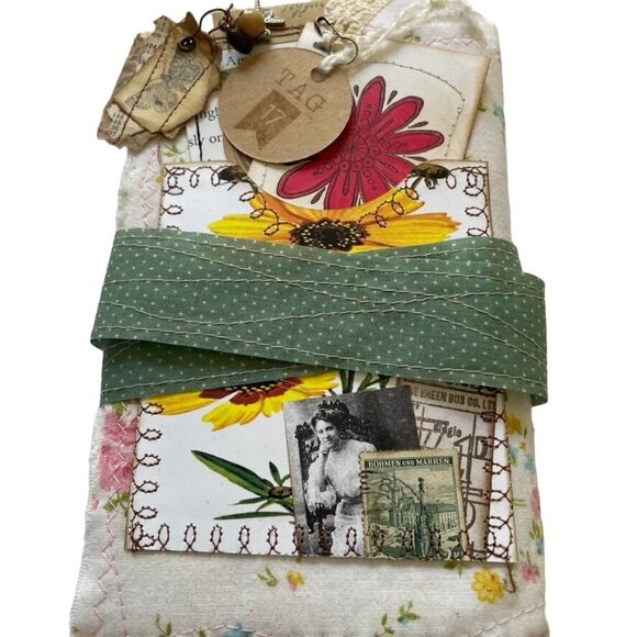 Writing Junk Journal Vintage Style Fabric Cover Diary Includes Ephemera No 17 u - Picture 2 of 16